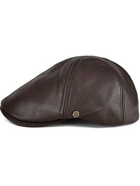 Men's Brown Leather Flat Cap